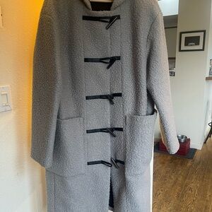 Theory Gray Teddy Jacket with Black Toggles 🐻